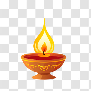 Diwali Lamp - Traditional Oil Lamp With Glowing Flame Transparent PNG