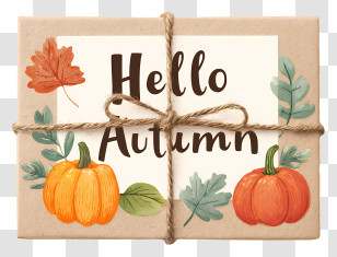 Hello Autumn - Hello Autumn Gift Box With Pumpkins Transparent PNG
