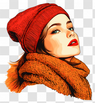 Winter Girl - Stylish Woman In Red Winter Fashion Transparent PNG