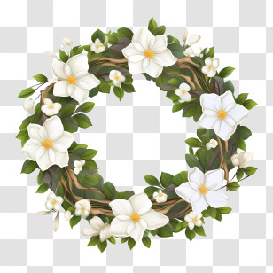 Jasmine Wreath - Floral Wreath With White Flowers Transparent PNG