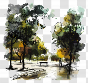 Urban Park - Park With Trees Transparent PNG