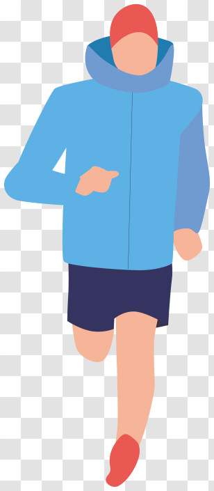 Blue Hoodie - Person Running In Blue Jacket Transparent PNG