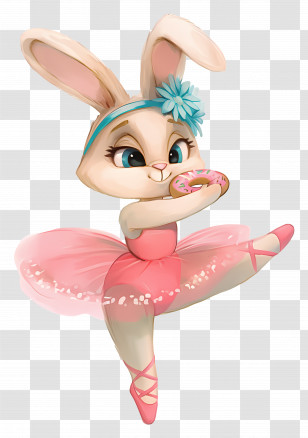 Bunny In Ballet Dress - Cute Ballet Bunny In Pink Tutu Transparent PNG