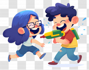 Water Fight - Kids Playing With Water Gun Transparent PNG