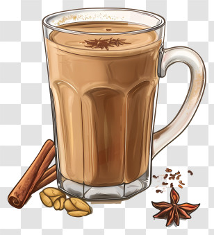 Masala Chai - Chai Glass Illustration With Spices Transparent PNG