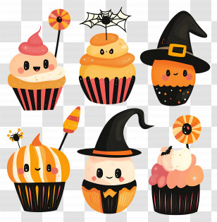 Halloween Candy - Cute Halloween-Themed Cupcakes Transparent PNG