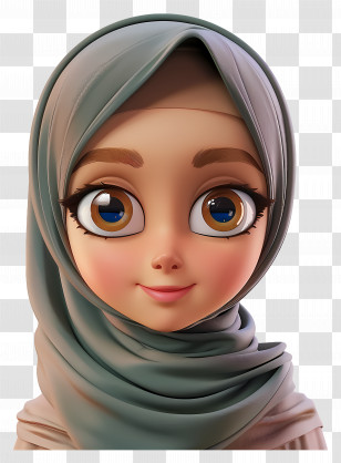 Muslim Girl - Cartoon Animated Girl In Hijab Transparent PNG