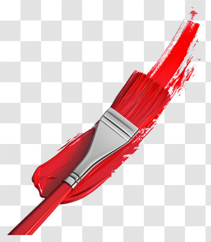 Red Paint Brush - Red Paint Brush With Brushstroke Transparent PNG