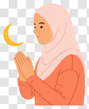 Islamic Girl Praying - Hijab Woman Praying Transparent PNG