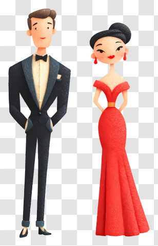 Couple In Formal Wear - Elegant Couple In Formal Attire Transparent PNG