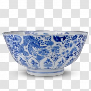 Blue And White Pottery Ceramic Bowl Tableware Porcelain - Celadon Vase Transparent PNG
