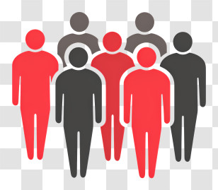 Population Icon - Red And Black Silhouettes Of People Transparent PNG
