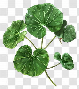 Centella Asiatica Leaf - Green Lotus Leaves On Stem Transparent PNG