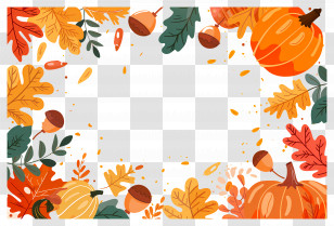 Autumn Background - Autumn Frame With Leaves And Pumpkins For Thanksgiving Transparent PNG