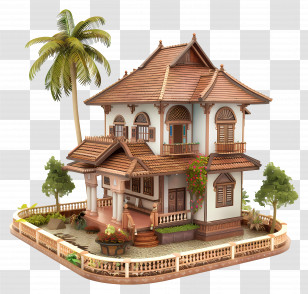 3d House - Traditional House With A Beautiful Garden Transparent PNG