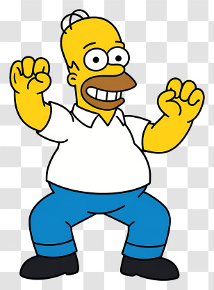 Homer Simpson - Energetic Yellow Cartoon Character Transparent PNG