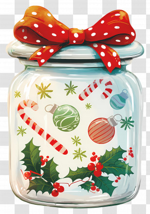 Christmas Candy Jar - Decorative Christmas Jar With Ornaments Transparent PNG