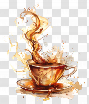 Hot Coffee - Steaming Artistic Coffee Cup Illustration Transparent PNG