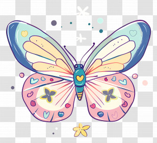 Butterfly - Cute Colorful Butterfly Illustration Transparent PNG