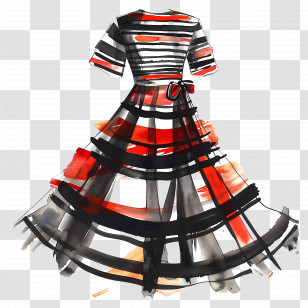 Striped Dress - Red And Black Striped Dress Transparent PNG