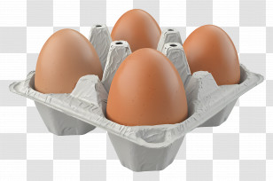 Egg Carton - Four Brown Eggs In Carton Transparent PNG