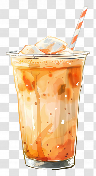 Milk Tea - Refreshing Iced Drink With Straw Transparent PNG