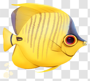 Yellow Butterflyfish - Yellow Fish Cartoon Illustration Transparent PNG