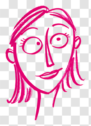 Lady Face Outline - Cartoon Face Drawing Transparent PNG