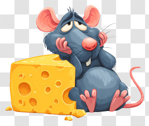 Tempting Cheese And Rat - Cartoon Blue Rat With Cheese Transparent PNG
