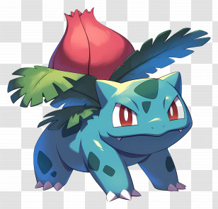 Ivysaur - Blue PokÃ©mon-Like Character With Plant Feature Transparent PNG