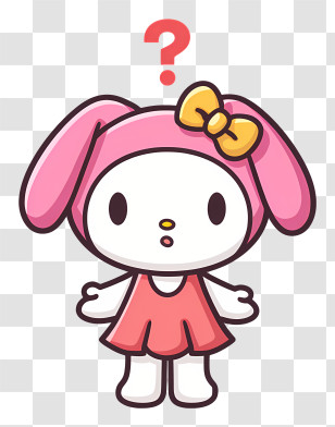 My Melody Asking Question - Pink Bunny Character With Question Mark Transparent PNG