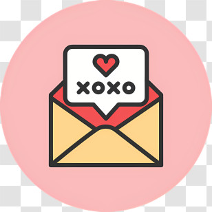 Flat Line Valentines Elements - Love Letter With Heart Illustration Transparent PNG