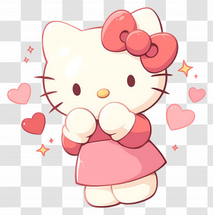 Hello Kitty - Cute Hello Kitty With Hearts Transparent PNG