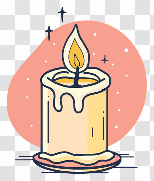 Candle - Illustration Of A Lit Candle With Melting Wax Transparent PNG