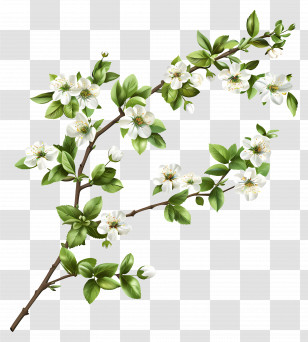Small White Flowers - Flowering Branch With White Blossoms Illustration Transparent PNG