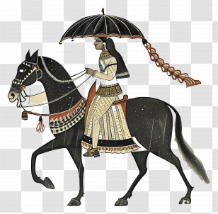 Man Riding Horse - Traditional Illustration Of Woman On Horse Transparent PNG
