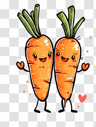 Cartoon Carrots - Animated Carrots With Happy Faces Transparent PNG