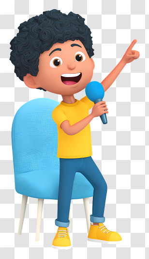 Cheerful Child Singing - Happy Boy Singing With Microphone Transparent PNG