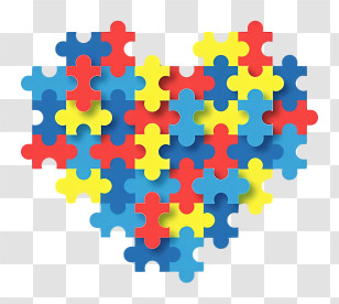 Heart Puzzle Piece - Colorful Jigsaw Puzzle Heart Design Transparent PNG