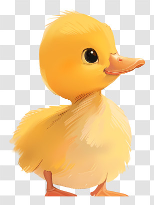 Cartoon Baby Duck - Adorable Yellow Baby Duckling Drawing Transparent PNG