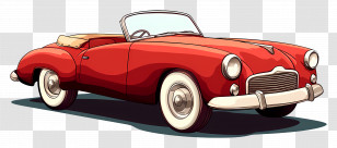 Animated Car - Red Vintage Convertible Car Illustration Transparent PNG