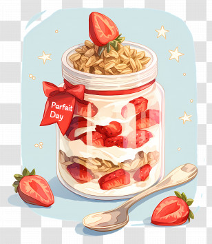National Parfait Day - Parfait In Glass Jar With Strawberries Transparent PNG