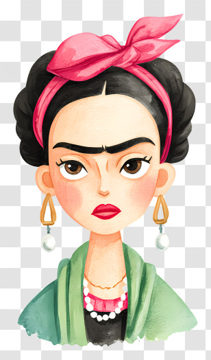 Frida Kahlo - Unibrow Woman Watercolor Portrait Transparent PNG