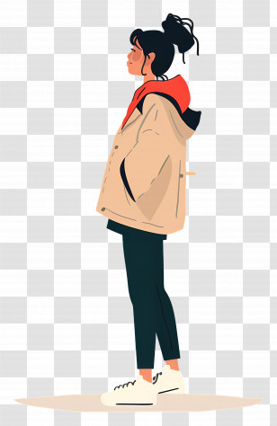 Woman In Jacket - Person In A Coat In Profile View Transparent PNG