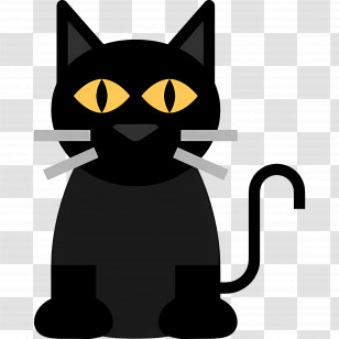 Halloween Cat - Black Cat With Yellow Eyes Illustration Transparent PNG