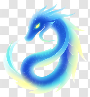 Gradient Object - Blue Glowing Fantasy Dragon Transparent PNG
