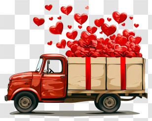 Valentine Gift Delivery - Red Truck Delivering Love And Gifts Transparent PNG
