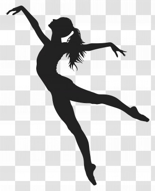 Dancer Silhouette - Silhouette Of Ballet Dancer In Elegant Pose Transparent PNG