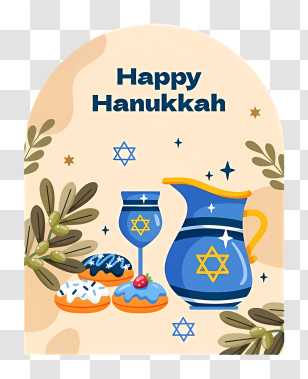 Hanukkah - Hanukkah Items With Candles And Dreidel Transparent PNG