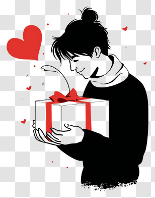 Valentine Gift For Boyfriend - Person Holding A Gift Box With Love Transparent PNG